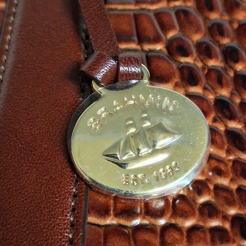 Brahmin Brown Crocodile Pattern Handbag - Picture 12 of 14